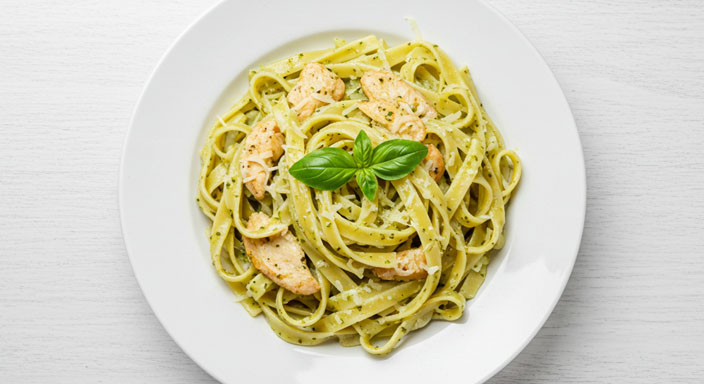 Fettuccine al sugo di basilico